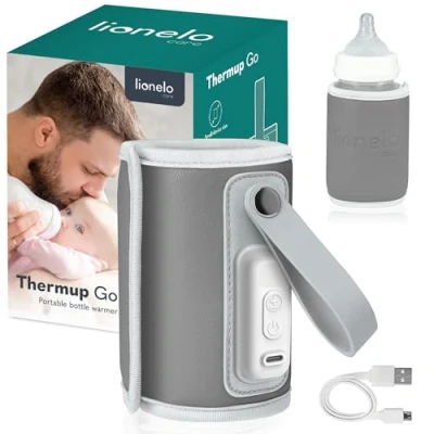 Abbildung von Overmax Babyflaschenwärmer THERMUP GO GREY SILVER, Hält Getränke bis zu 24 Stunden lang warm, Aufladen über USB Kabel