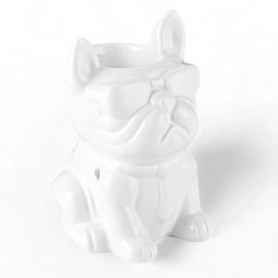 Abbildung von Brûle Parfum Céramy Boubou weiß Duftende Atmosphäre Modisches Kunsthandwerk Einfache Aromatherapie Duftender Schmelzbrenner Bulldoggen Deko Hundefigur 45 ml H 15,5cm Zen&#039;Arôme