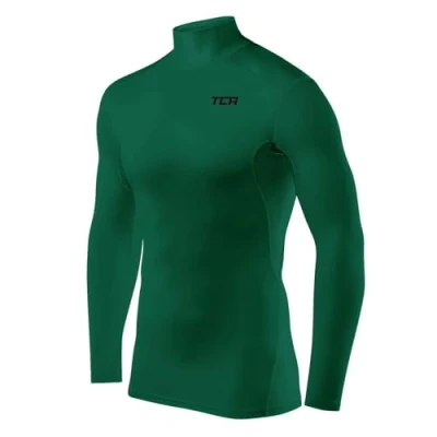 Abbildung von TCA Herren HyperFusion Kompressionsshirt Atmungsaktiv Langarm Funktionsshirts Schnell Trocknend Sportshirt Laufshirt Mock Neck Grün, L