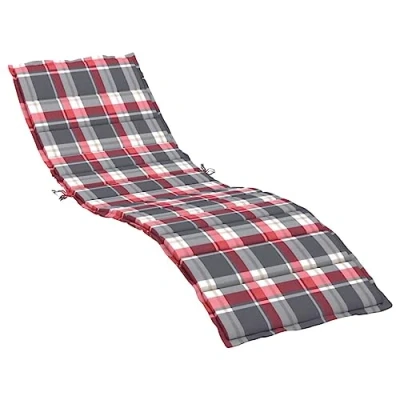 Abbildung von vidaXL Sonnenliege Auflage, Liegenauflage Outdoor, Polster Auflage für Gartenliege Liegestuhl, Polsterauflage, Rot Karomuster 200x60x3cm Oxford Gewebe