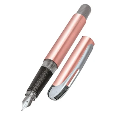 Abbildung von ONLINE Füller College Metallic Rose, Tinten für Rechtshänder, ergonomisches Griffstück, Iridium Feder medium, Standard Tintenpatronen