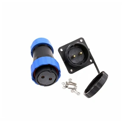 Abbildung von HangTon HE29 2 poliger Stecker, 45 A, wasserdicht, IP68, kreisförmig, Luftfahrt, Schnelltrennung, Buchse + männliche Schraubbefestigung, für Outdoor Elektrogeräte