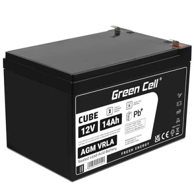 Abbildung von Green Cell® AGM 12V 14Ah Akku Vlies Batterie VRLA Blei Bleiakku Ersatzakku Akkubatterie Versorgungsbatterie Zyklenfest Wartungsfrei UPS USV Notstrom Rasenmäher Rollstuhl Spielzeug