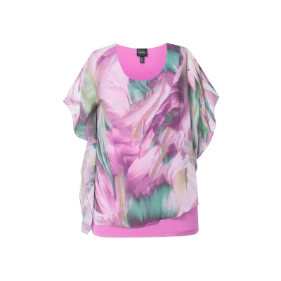 Abbildung von Ulla Popken Layered Chiffon Floral Print Bluse, Damen, Größe: 46/48, Pale heather
