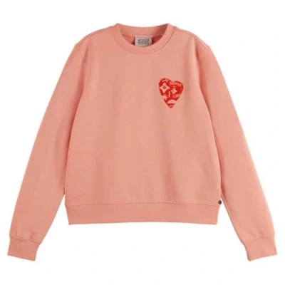 Abbildung von Scotch &amp; Soda Chest Artwork Regular FIT Sweatshirt, Damen, Größe: XS, Peach pink