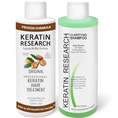 Abbildung von Keratin Haarsystem, brasilianische Haar Heißluft Behandlung, professionelle Resultate für glattes und geschmeidiges (Shampoo 120 ml + Kur ml) Formaldehydfrei