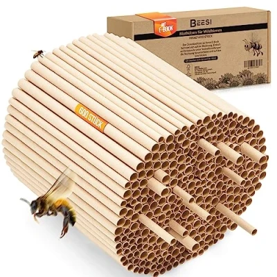 Abbildung von BEESI Insektenhotel 600x Nisthülsen aus Pappe 15 cm lang Durchmesser 6 UND 8 mm gemischt, (Set, 600 St), ‎31,6 x 16,2 9,9