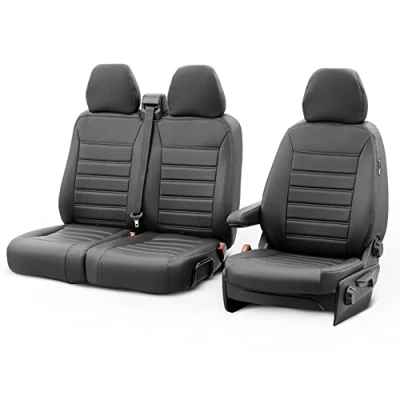 Abbildung von New York Design Kunstleder Sitzbezüge 2+1 kompatibel mit Citroën Jumpy/Peugeot Expert/Toyota Proace 2016 /Opel Vivaro 2019 (mit Geteilte Sitze/Sitzbank)
