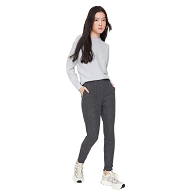 Abbildung von Trendyol Damen Herren Mittlerer Bund Jogger Jogginghose Sweatpants, Anthrazit, XS EU