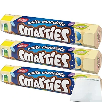 Abbildung von Smarties white chocolate Riesenrolle 3er Pack (3x120g Packung) + usy Block