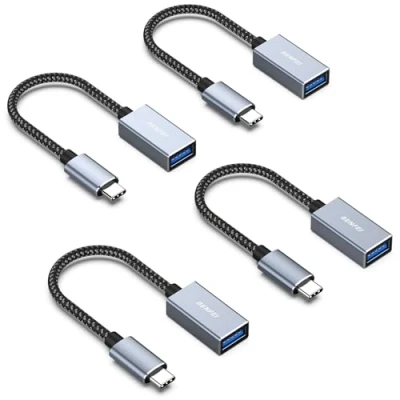 Abbildung von BENFEI USB C auf 3.0 Adapter, 4 Stück Typ zu A Stecker Buchse, Kompatibel mit iPhone 15 Pro/Max MacBook Pro/Air 2023 iPad Pro iMac S23 XPS 17 usw, Grau