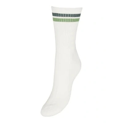 Abbildung von VERO MODA Damen VMMEL Stripe Sporty NOOS Socken, Snow White/Stripes:Balsam Green/Forest Shade, Einheitsgröße