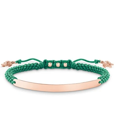 Abbildung von Thomas Sabo Damen Armband Love Bridge 925 Sterling Silber 750 rosegold vergoldet Nylon grün Länge von 12 bis 19 cm Brücke 5 LBA0057 597 6 L19v