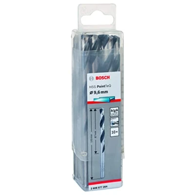 Abbildung von Bosch Professional 10 Stück HSS Spiralbohrer PointTeQ (für Metall, 9,6 x 87 133 mm, Zubehör Bohrschrauber)