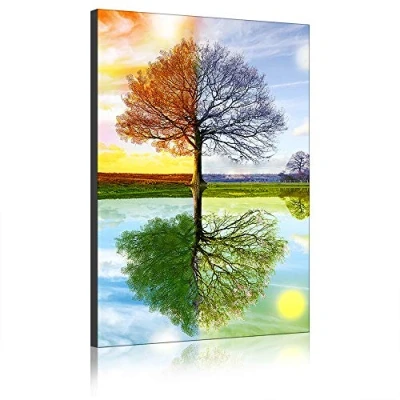 Abbildung von Annick Goutal 4 Jahreszeiten Baum Reflexion Leinwanddrucke Schöne Bunte Malerei Wandkunst Kunstwerk Für Home Moderne Dekoration (Kein Rahmen,60 x 90 cm)
