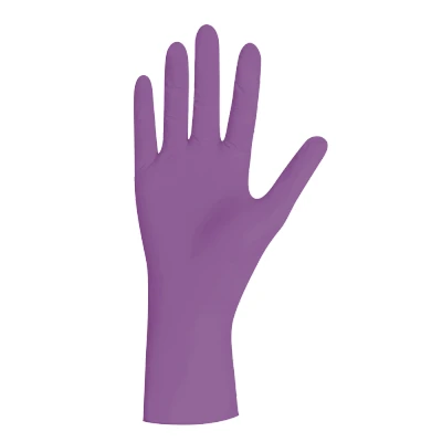 Abbildung von UNIGLOVES Violet Pearl Nitril Untersuchungshandschuhe vielseitig einsetzbar, puderfreie und latexfreie Einweghandschuhe Box mit 100 Handschuhen, Violett, Mittel (GP0073)