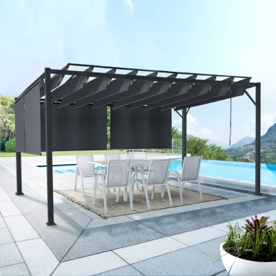 Abbildung von IDMarket Pergola Luxe Edition, verstellbare Lamellen, 3 x 4 m und Jalousien, Anthrazitgrau