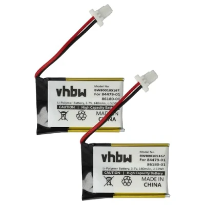 Abbildung von vhbw 2X Akku Ersatz für Plantronics 84479 01, 86180 01 Wireless Headset Kopfhörer (140 mAh, 3,7 V, Li Polymer)