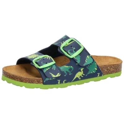 Abbildung von LICO Bioline Universe DINO Unisex Pantolette flach für Kinder, Größe: 35, Navy/green/blue Schuhe