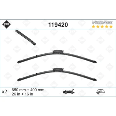 Abbildung von Scheibenwischer Swf Visioflex 119420 vorne Rahmenlos RENAULT: Laguna 3 Grandtour, 3, III Coupe