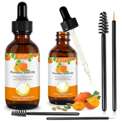 Abbildung von Bio kürbiskernöl für Haarwachstum, 2 Pack Haare 100% reines kalt gepresst, Hilfe Wachstum Augenbrauen, Pumpkin Seed Oil hair, for Haaröl