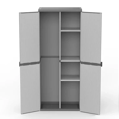 Abbildung von Mongardi: Besenschrank aus PVC und PP, 2 Türen, einfach zu montieren, modulares System, robust, geeignet für Innen Außenbereiche, 68 x 40 165 cm, Grau Schwarz