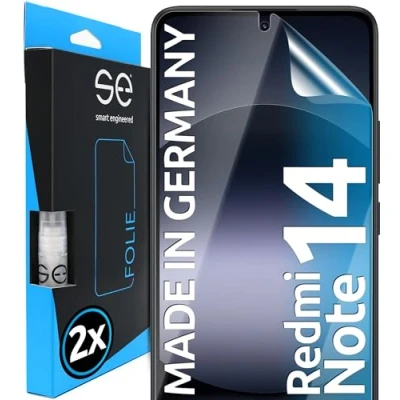 Abbildung von 2x se® 3D SCHUTZFOLIE Transparent für Xiaomi Redmi Note 14, Selbstheilend, 100% Fingerabdruck &amp; FaceID kompatibel, einfache blasenfreie Installation, Ultra Klar, Stoß Kratzfest TPU, aus Deutschland