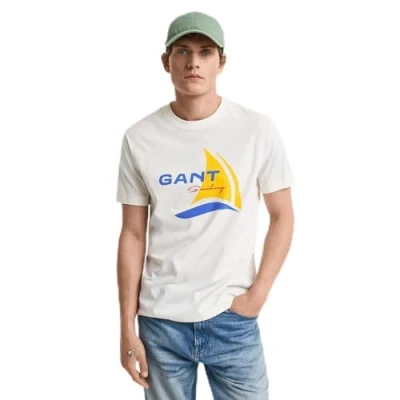 Abbildung von GANT Herren Graphic SS T Shirt, Cream, XXL