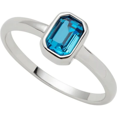 Abbildung von JEWELS BY LEONARDO Ring Ciao Sophia, Solitär aus silberfarbenem Edelstahl, Gr. 20 (63), blauer baguetteförmiger Glaskristall, Schmuck Damen Geschenk, 024464