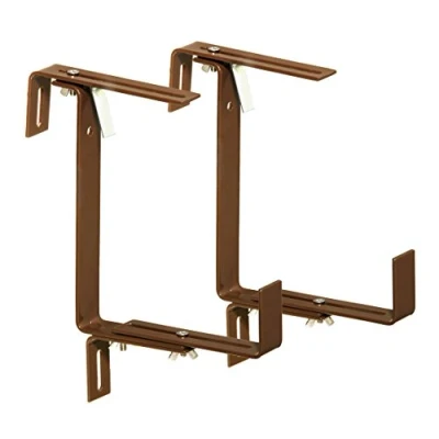 Abbildung von Dehner Blumenkastenhalter Profi für Rohrgeländer, 2 Stück, Metall, braun, 27 x 21.6 6 cm