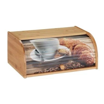 Abbildung von relaxdays Brotkasten Bambus mit Rolldeckel,