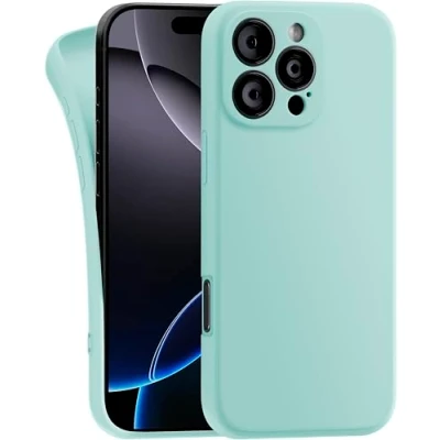 Abbildung von MyGadget Hülle kompatibel mit iPhone 16 Pro Max robuste Handyhülle TPU Case Slim Silikonhülle Back Cover Kratzfest Schutzhülle Matt Mintgrün