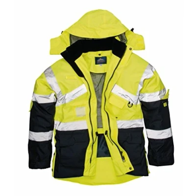 Abbildung von Portwest 2 farbige atmungsaktive Warnschutzjacke, Größe: 4XL, Farbe: Gelb/Marine, S760YNR4XL