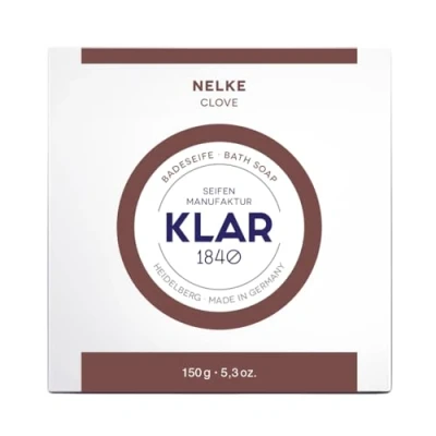 Abbildung von Klar Seifen Badeseife Nelke 150g, Cosmos zertifiziert, palmölfrei, geeignet für normale Haut, mit würzigem Duft, Seife 11016