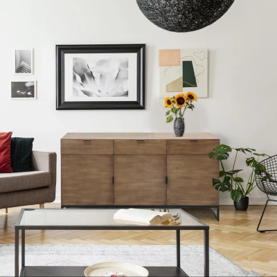 Abbildung von Panara Sideboard mit 3 Türen und Schubladen Helle Eiche Menzzo