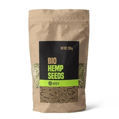 Abbildung von VanaVita BIO Hanfsamen Geschälte Samen in Qualität, 31g pflanzliches Eiweiß, glutenfrei, unterstützen Immunsystem &amp; Psyche, geeignet für Veganer verschiedene Gerichte (250 g (1er pack))