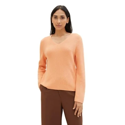 Abbildung von TOM Tailor Vausschnitt Strickpullover, Damen, Größe: XL, Light coral
