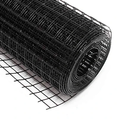 Abbildung von Wiltec Maschendrahtzaun Schwarz 100 cm x 10 m, 0,9 mm Stärke 19x19 Maschengröße, Volierendraht 4 Eck aus Stahl verzinkt, Drahtgitter, Vogeldraht