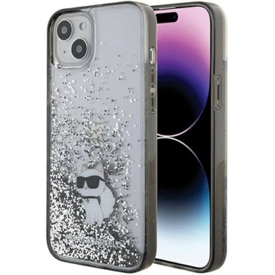 Abbildung von Karl Lagerfeld KLHCP15MLKCNSK Hülle für iPhone 15 Plus 6.7&quot; transparent hardcase Liquid Glitter Choupette