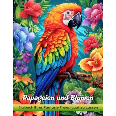 Abbildung von Papageien Und Blumen: Malbuch Für Erwachsene Mit Blumen Zum Stressabbau Zur Entspannung