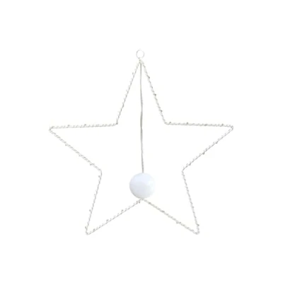 Abbildung von X MAS Weisser Metallstern 40 cm mit Saugnapf und Timer 30 LEDs warmweiß