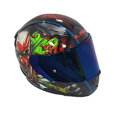 Abbildung von LS2 FF353 Rapid Happy Dreams Integralhelm für Erwachsene, Motorradhelm, gruseliges Clown, blaues Visier, Größe M,
