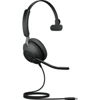 Abbildung von Jabra Evolve2 40 SE Kabelgebundenes Mono Headset mit Geräuschunterdrückung und 3 Mikrofon Technologie USB C Kabel für MS Teams zertifiziert, auch anderen Plattformen kompatibel Schwarz