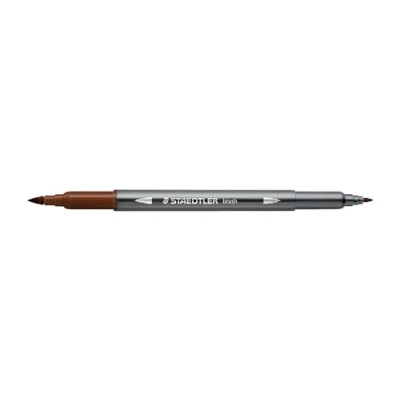 Abbildung von STAEDTLER aquarell Doppelfasermaler Design Journey, braun, feine Spitze und flexible Pinselspitze, wasservermalbar, 10 braune Filzstifte, 3001 76