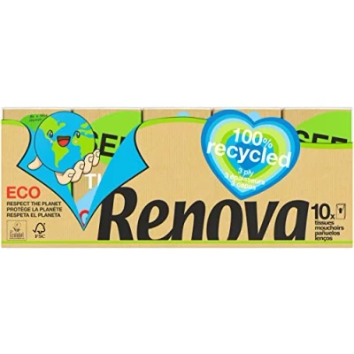 Abbildung von RENOVA Taschentücher, 100% recycelbar, 10 Stück