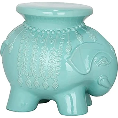 Abbildung von SAFAVIEH Modern Ceramic Garden Stool, in Robins Egg Blue, 35 X 50 45