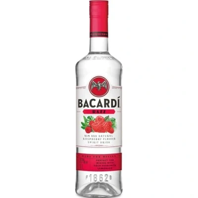 Abbildung von BACARDÍ Razz, weißer Rum mit spritzigem Himbeergeschmack, weiche Noten reifer Himbeeren und saftige, herbe Zitrusfrucht, 27% Vol., 100 cl / 1 L