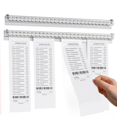 Abbildung von Bonhalter, Bonleiste Gastronomie, Notizleiste Klemmleiste, Zettelhalter Gastronomie Selbstklebend, Tab Grabber Selbstklebend Bon Klemmleiste für Bar Büro Bestellung Ticket (40cm)
