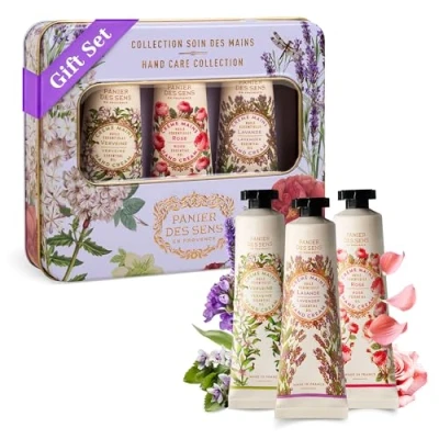 Abbildung von Panier des Sens Geschenk für Frauen Trio aus natürlicher Handcreme 3x30ml, Eisenkraut, Rose, Lavendel Geschenkideen Geschenkset mit 97% natürlichen Inhaltsstoffen Hand Cream