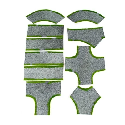 Abbildung von War World Gaming Straße Set von 10 Kreuzungen, Gerade und Kurve Abschnitte 28mm Tabletop Spiele Gelände Modellbau Modell Diorama